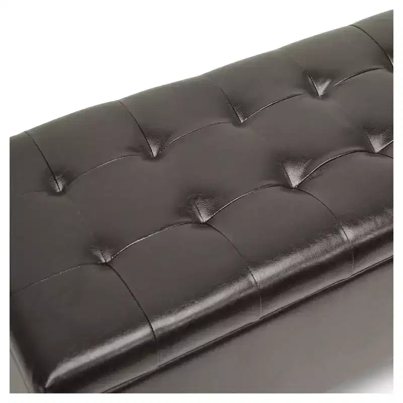 Otomana de Almacenamiento Tapizada Marrón Oscuro, 1 Asiento