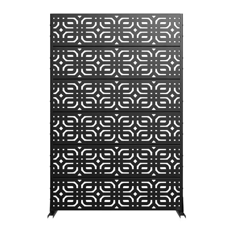 Panel de celosía de metal negro, biombo, 183 cm de alto x 119 cm de ancho, 1 panel
