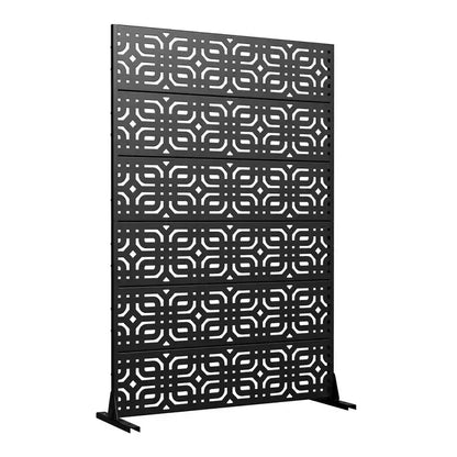 Panel de celosía de metal negro, biombo, 183 cm de alto x 119 cm de ancho, 1 panel