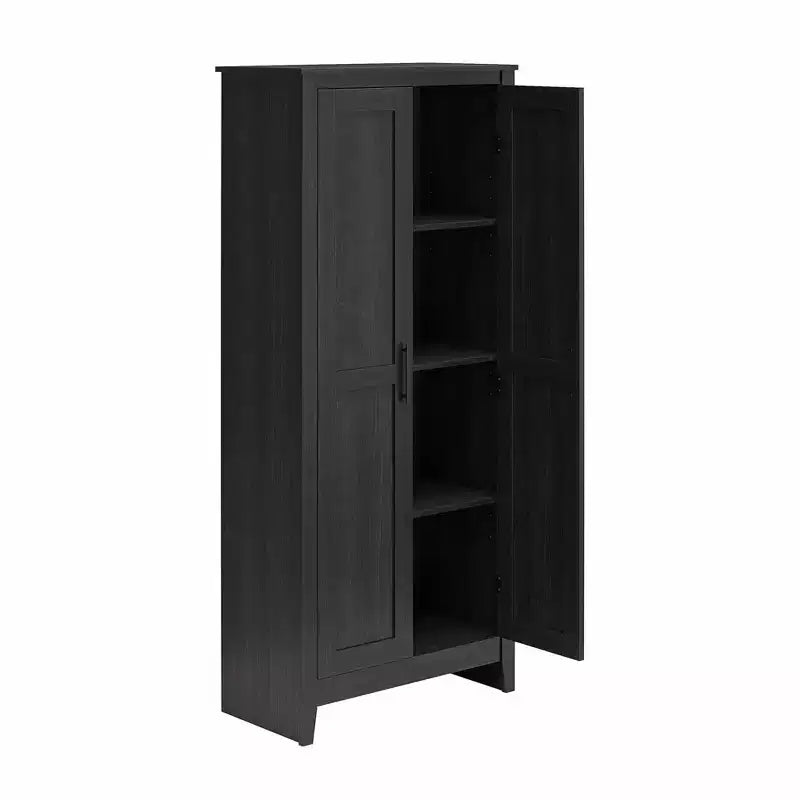 Armario de almacenamiento de 2 puertas con 4 estantes, blanco federal/roble Shadow, montaje para 2 personas