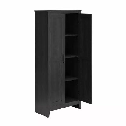 Armario de almacenamiento de 2 puertas con 4 estantes, blanco federal/roble Shadow, montaje para 2 personas