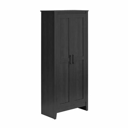 Armario de almacenamiento de 2 puertas con 4 estantes, blanco federal/roble Shadow, montaje para 2 personas