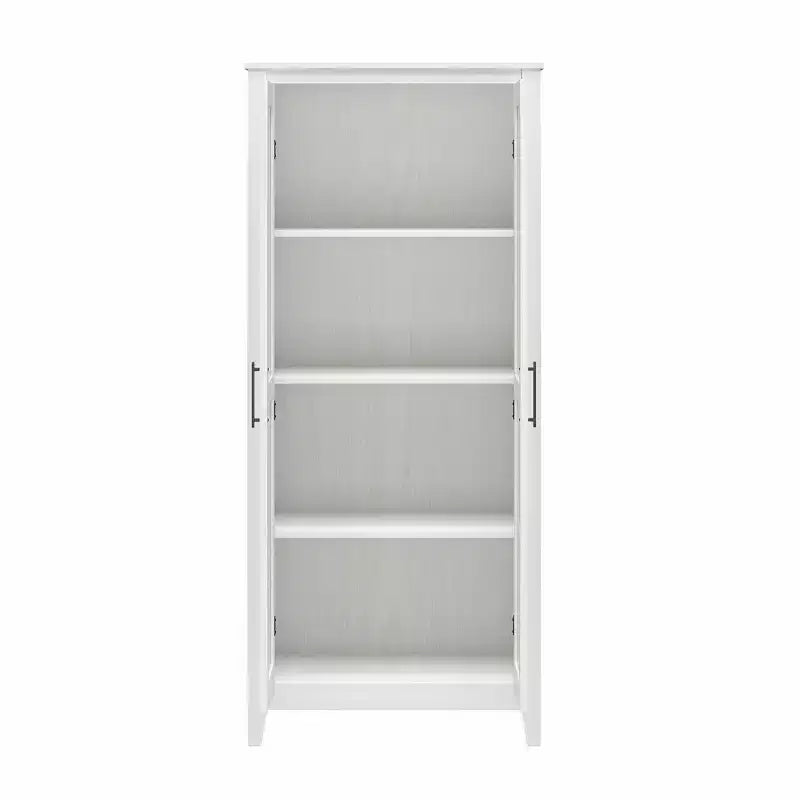 Armario de almacenamiento de 2 puertas con 4 estantes, blanco federal/roble Shadow, montaje para 2 personas