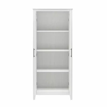 Armario de almacenamiento de 2 puertas con 4 estantes, blanco federal/roble Shadow, montaje para 2 personas