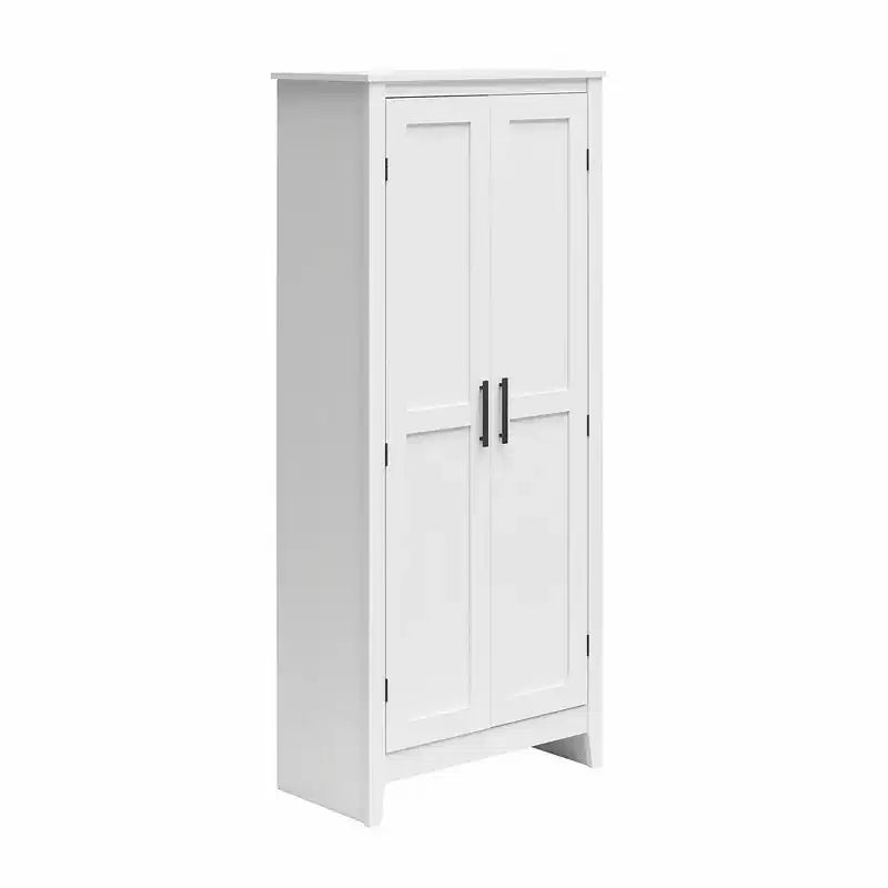Armario de almacenamiento de 2 puertas con 4 estantes, blanco federal/roble Shadow, montaje para 2 personas