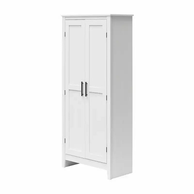Armario de almacenamiento de 2 puertas con 4 estantes, blanco federal/roble Shadow, montaje para 2 personas