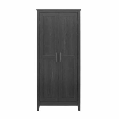 Armario de almacenamiento de 2 puertas con 4 estantes, blanco federal/roble Shadow, montaje para 2 personas