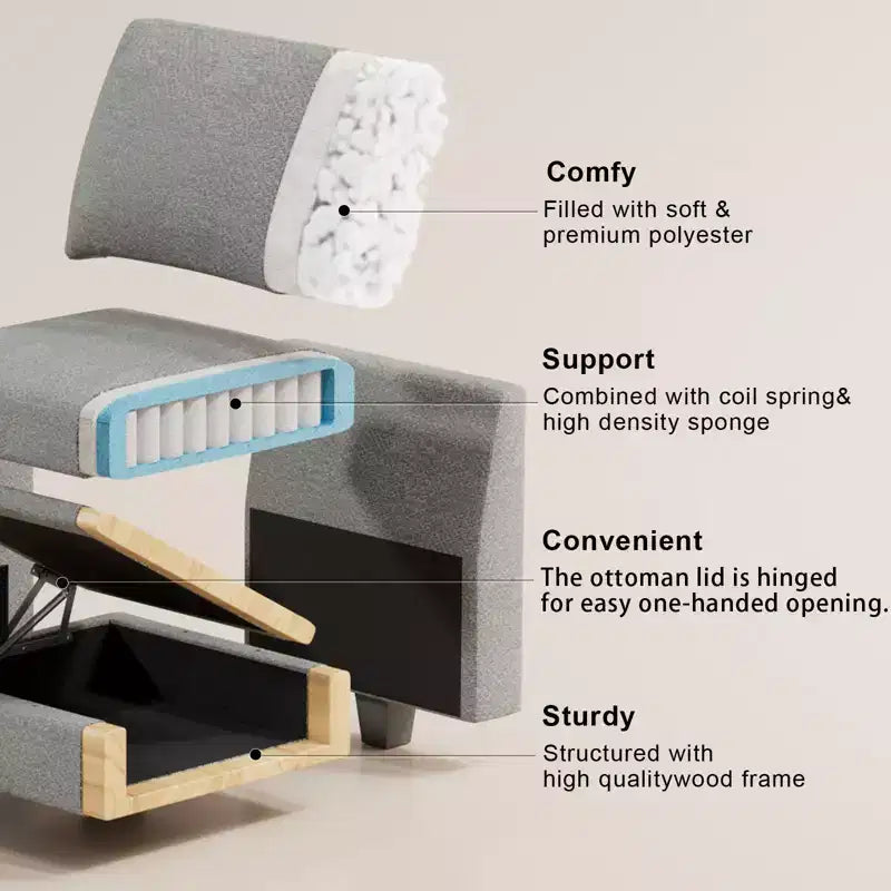 Módulo de asiento esquinero de chenilla, 1 asiento, negro / gris / blanco