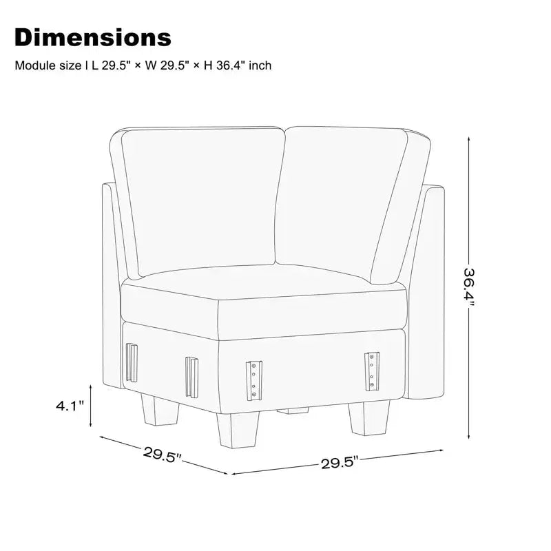 Módulo de asiento esquinero de chenilla, 1 asiento, negro / gris / blanco