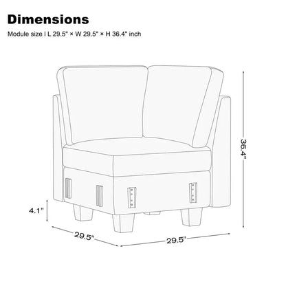 Módulo de asiento esquinero de chenilla, 1 asiento, negro / gris / blanco