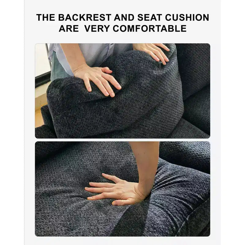 Módulo de asiento esquinero de chenilla, 1 asiento, negro / gris / blanco