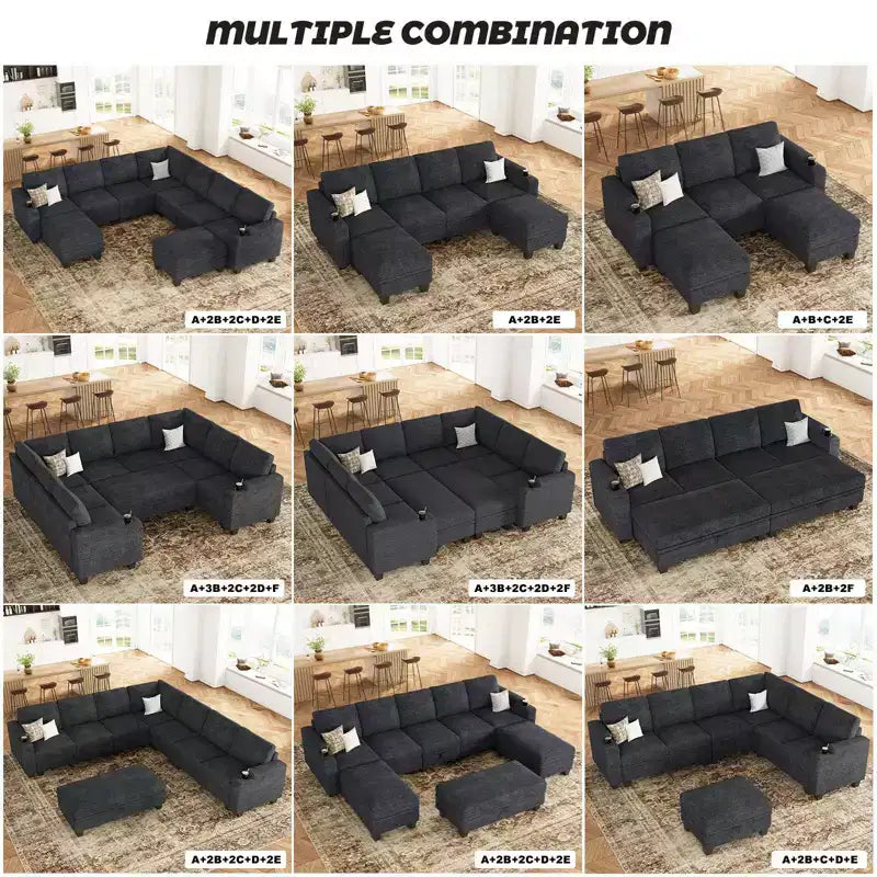 Módulo de asiento esquinero de chenilla, 1 asiento, negro / gris / blanco