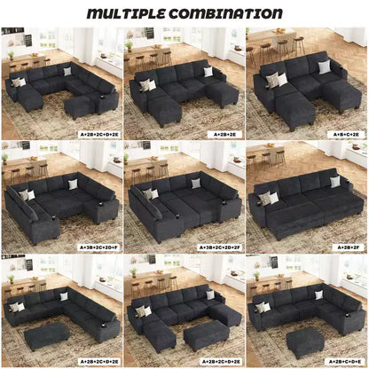 Módulo de asiento esquinero de chenilla, 1 asiento, negro / gris / blanco