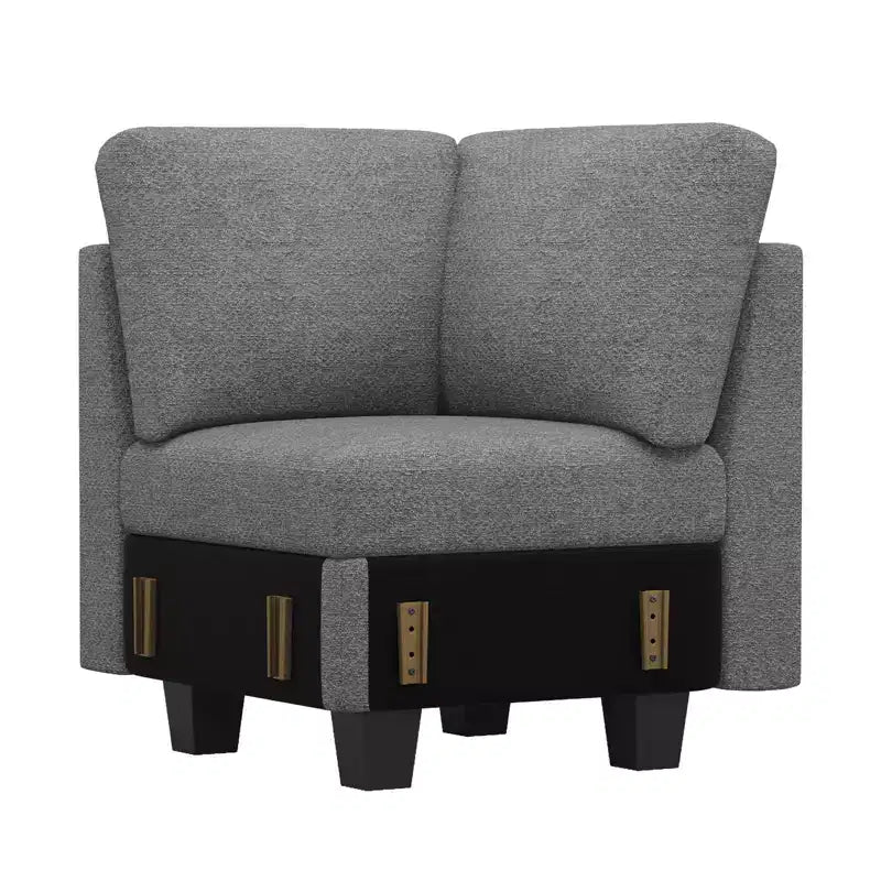 Módulo de asiento esquinero de chenilla, 1 asiento, negro / gris / blanco