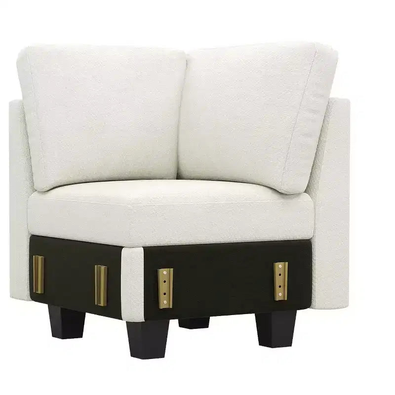 Módulo de asiento esquinero de chenilla, 1 asiento, negro / gris / blanco