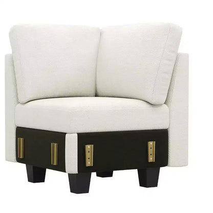 Módulo de asiento esquinero de chenilla, 1 asiento, negro / gris / blanco