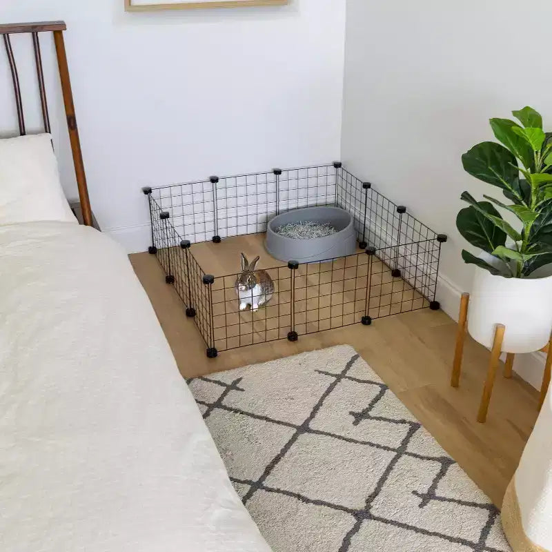 Organizador Modular de Almacenamiento de Rejilla de Alambre Negro de 6 Cubos, Apilable y Expandible, Capacidad de 60 lb