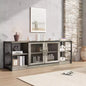Mueble de TV de 63" en gris rústico/color retro con 2 puertas de malla, para televisores de hasta 70"