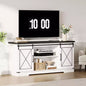 Mueble de TV estilo rústico en Marrón/Gris/Colores contrastantes con puertas corredizas tipo granero – Para televisores de hasta 65", se ensambla por 1 persona