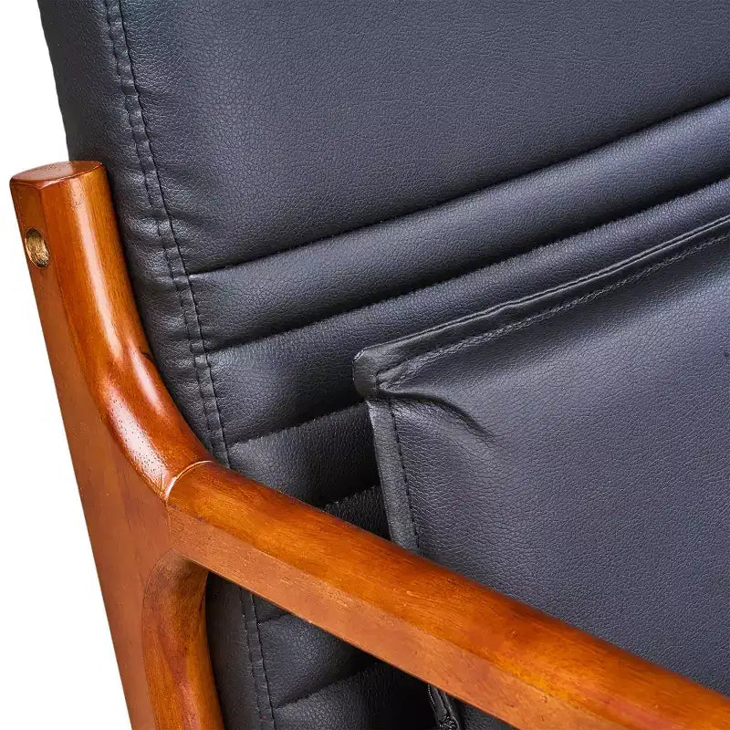 Sillón Individual de Piel Negra, Estilo Mediados de Siglo, 4 Estilos