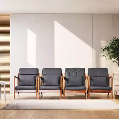 Sillón Individual de Piel Negra, Estilo Mediados de Siglo, 4 Estilos