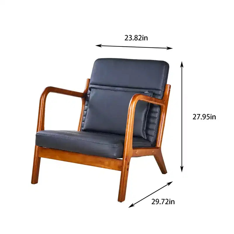 Sillón Individual de Piel Negra, Estilo Mediados de Siglo, 4 Estilos