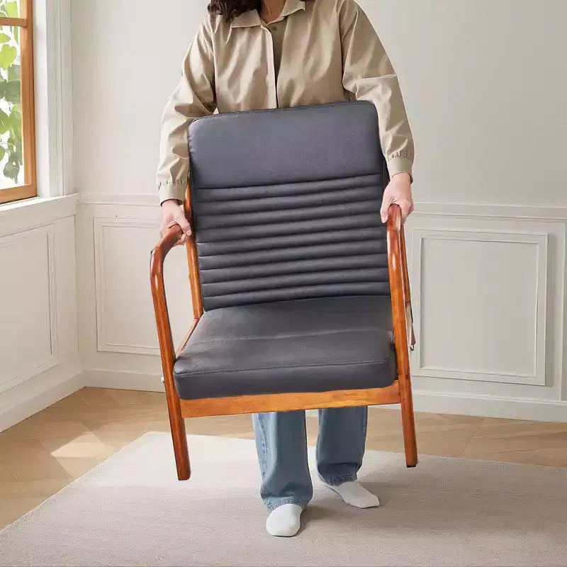Sillón Individual de Piel Negra, Estilo Mediados de Siglo, 4 Estilos