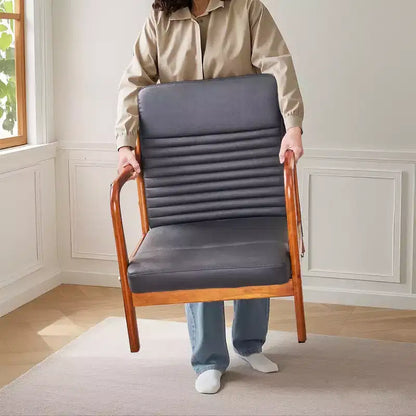 Sillón Individual de Piel Negra, Estilo Mediados de Siglo, 4 Estilos