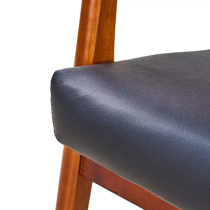 Sillón Individual de Piel Negra, Estilo Mediados de Siglo, 4 Estilos