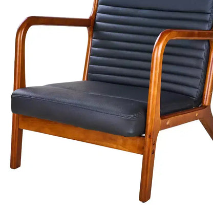 Sillón Individual de Piel Negra, Estilo Mediados de Siglo, 4 Estilos