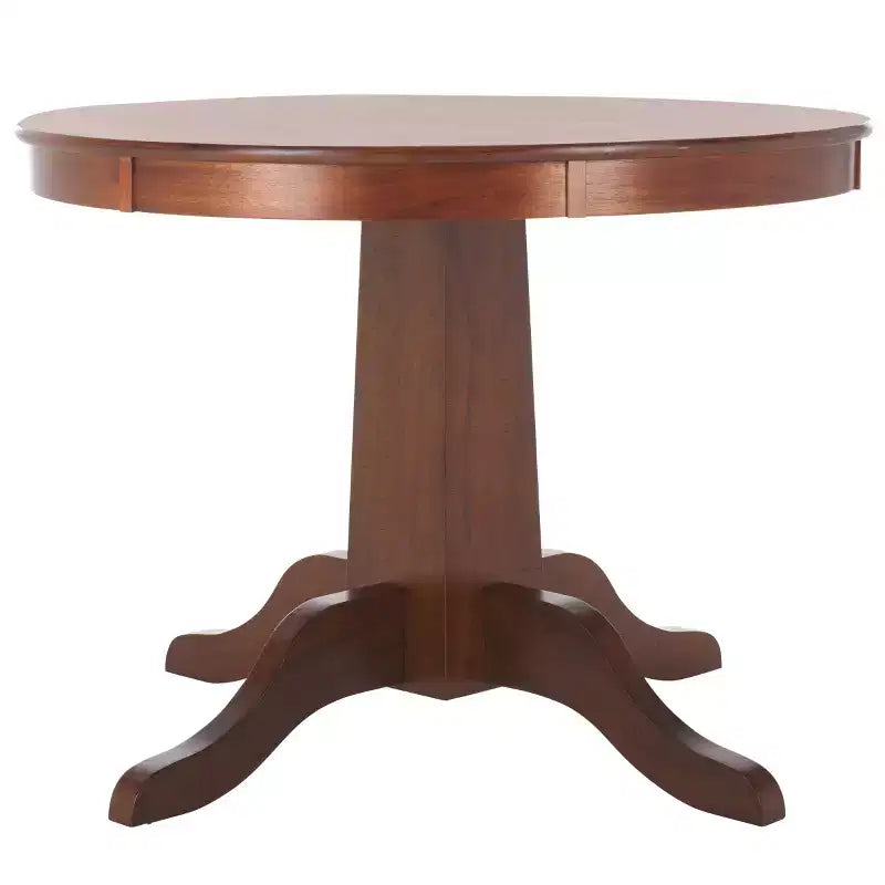 Mesa de comedor redonda con pedestal, color marrón, para 4 personas