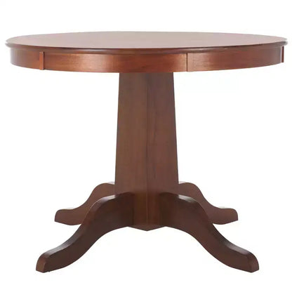Mesa de comedor redonda con pedestal, color marrón, para 4 personas