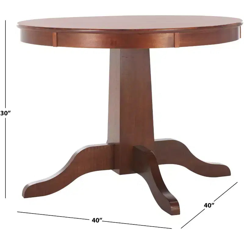 Mesa de comedor redonda con pedestal, color marrón, para 4 personas