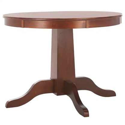 Mesa de comedor redonda con pedestal, color marrón, para 4 personas
