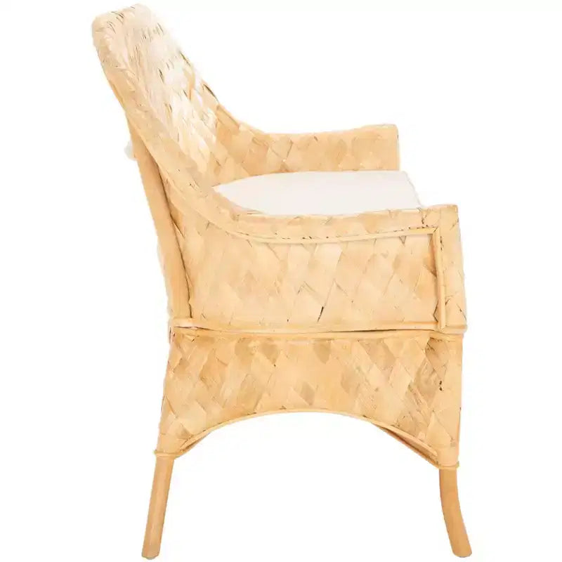 Banco sofá de fibra trenzada, natural/blanco, 2 plazas