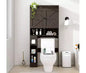 Dyonery bathroom locker, toilet, washing machine above the locker, with barn door, toilet paper holder, with adjustable bottom bar