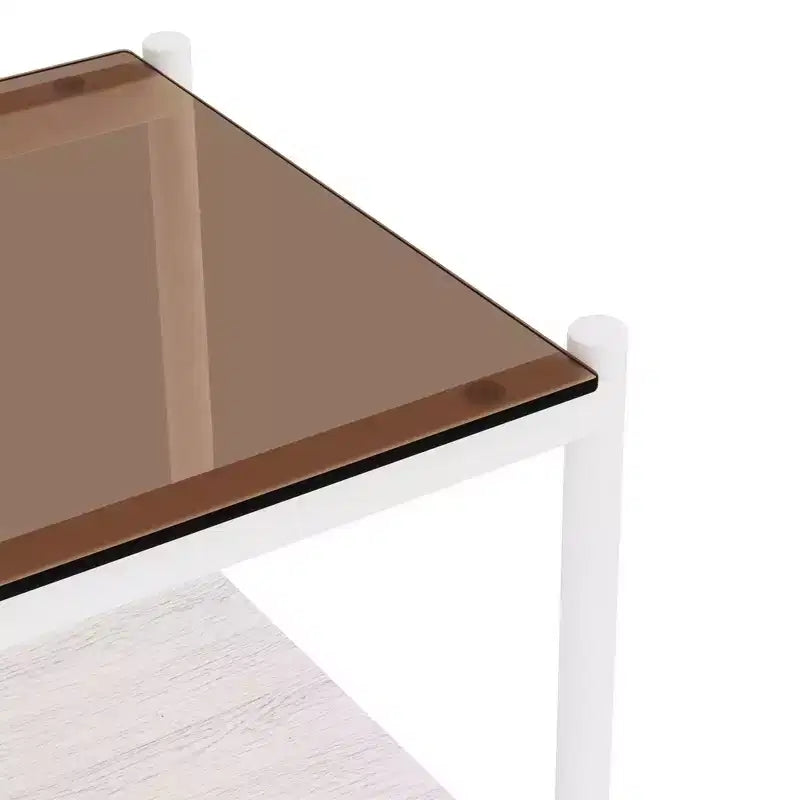 Mesa auxiliar de cristal templado, cuadrada de 4 patas, juego de 2