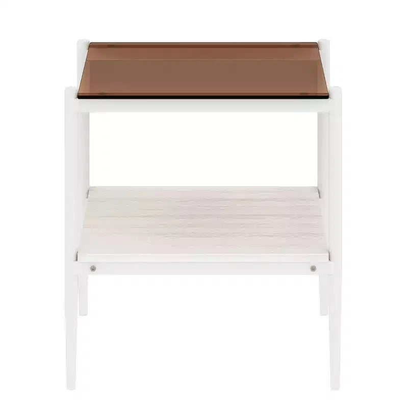 Mesa auxiliar de cristal templado, cuadrada de 4 patas, juego de 2