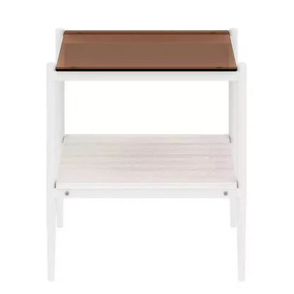 Mesa auxiliar de cristal templado, cuadrada de 4 patas, juego de 2