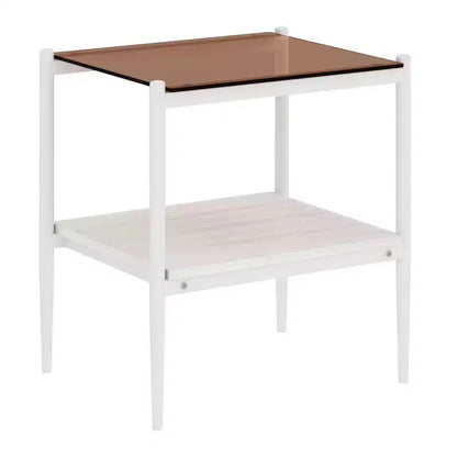 Mesa auxiliar de cristal templado, cuadrada de 4 patas, juego de 2