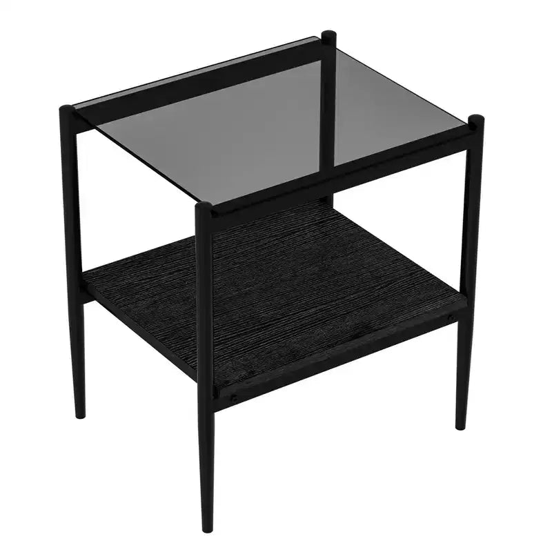 Mesa auxiliar de cristal templado, cuadrada de 4 patas, juego de 2