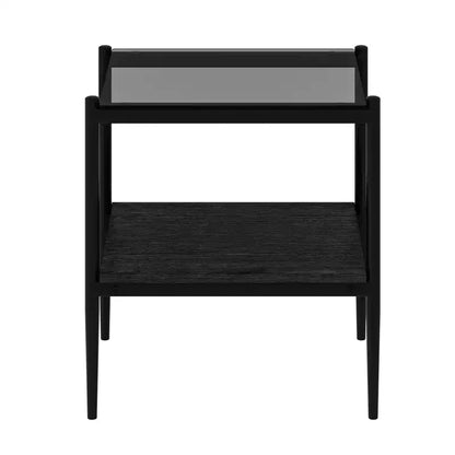 Mesa auxiliar de cristal templado, cuadrada de 4 patas, juego de 2