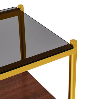 Mesa auxiliar de cristal templado, cuadrada de 4 patas, juego de 2