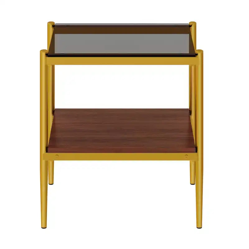 Mesa auxiliar de cristal templado, cuadrada de 4 patas, juego de 2