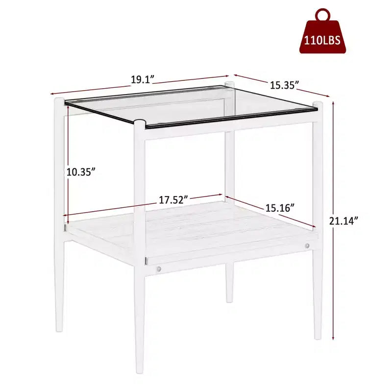 Mesa auxiliar de cristal templado, cuadrada de 4 patas, juego de 2