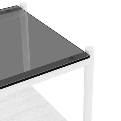 Mesa auxiliar de cristal templado, cuadrada de 4 patas, juego de 2