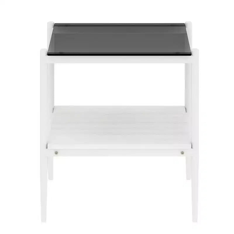 Mesa auxiliar de cristal templado, cuadrada de 4 patas, juego de 2