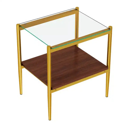 Mesa auxiliar de cristal templado, cuadrada de 4 patas, juego de 2