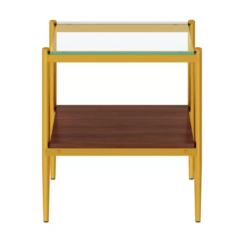 Mesa auxiliar de cristal templado, cuadrada de 4 patas, juego de 2
