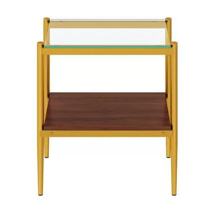 Mesa auxiliar de cristal templado, cuadrada de 4 patas, juego de 2